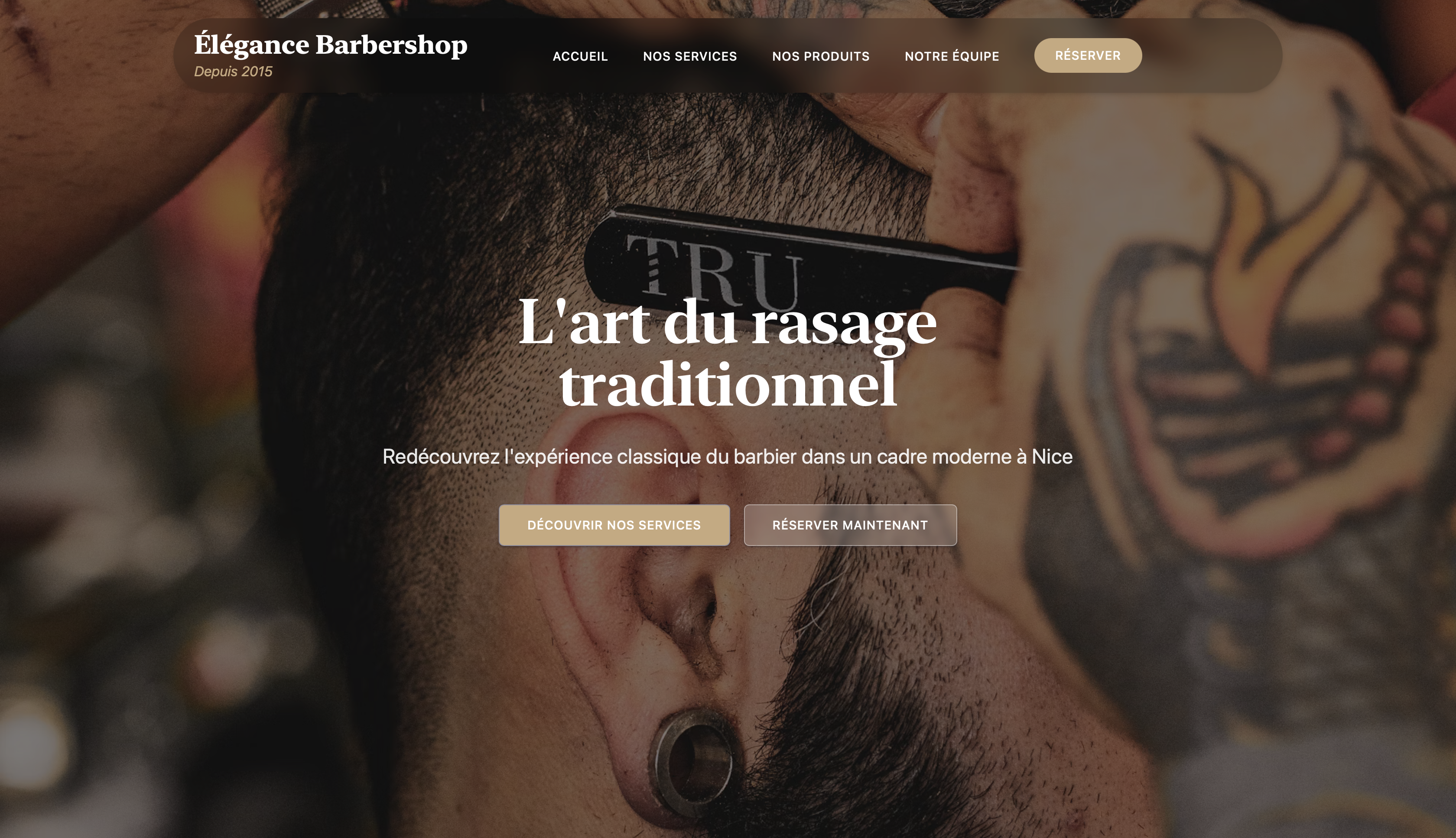 Site web Élégance Barbershop
